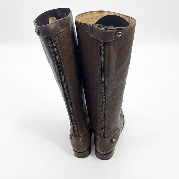 Frye Melissa Button Back Zip Tall Riding Boot Brown size 6