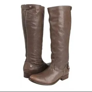 Frye Melissa Button Back Zip Tall Riding Boot Brown size 6