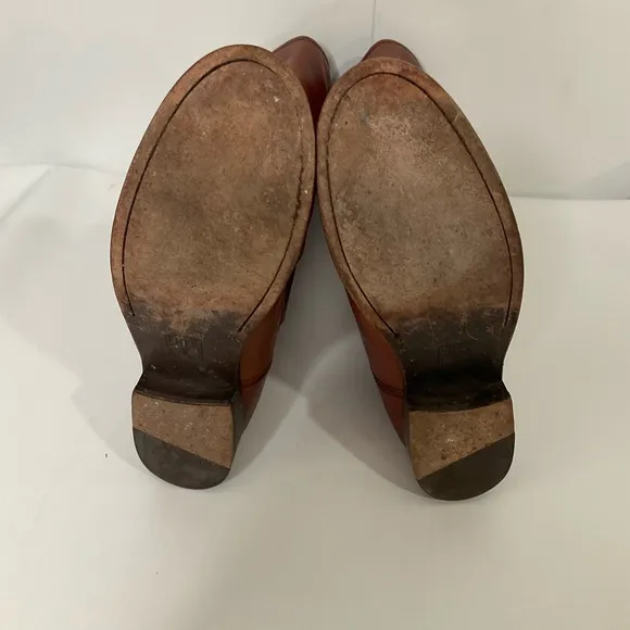FRYE Melissa Button Cognac Leather Tall Riding Boots Size 8B; Pre-Owned So Nice!