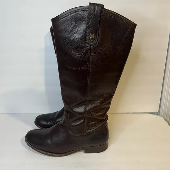 Frye Melissa Button Pull-On Riding Boots 77167 Brown Size 7