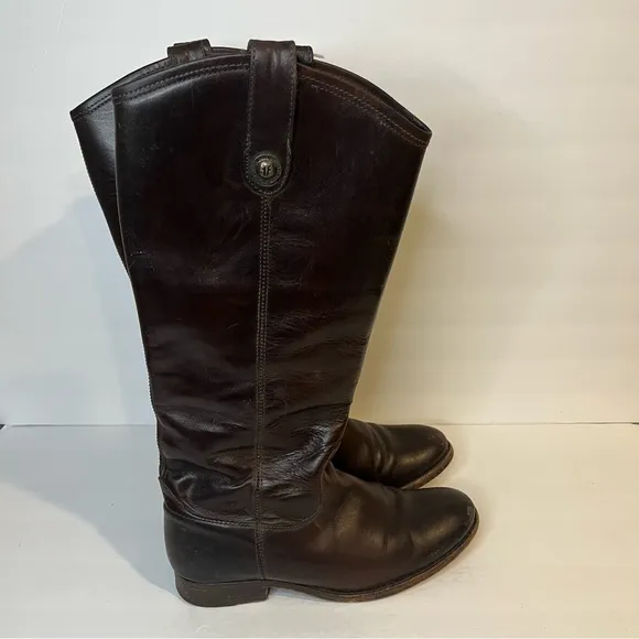 Frye Melissa Button Pull-On Riding Boots 77167 Brown Size 7