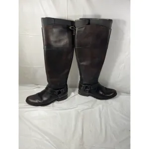 FRYE Melissa Harness Inside Zip Tall Brown Leather Boots Sz 6