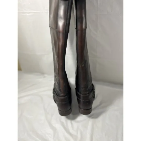 FRYE Melissa Harness Inside Zip Tall Brown Leather Boots Sz 6