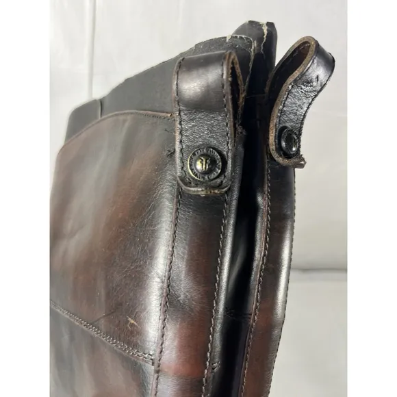 FRYE Melissa Harness Inside Zip Tall Brown Leather Boots Sz 6