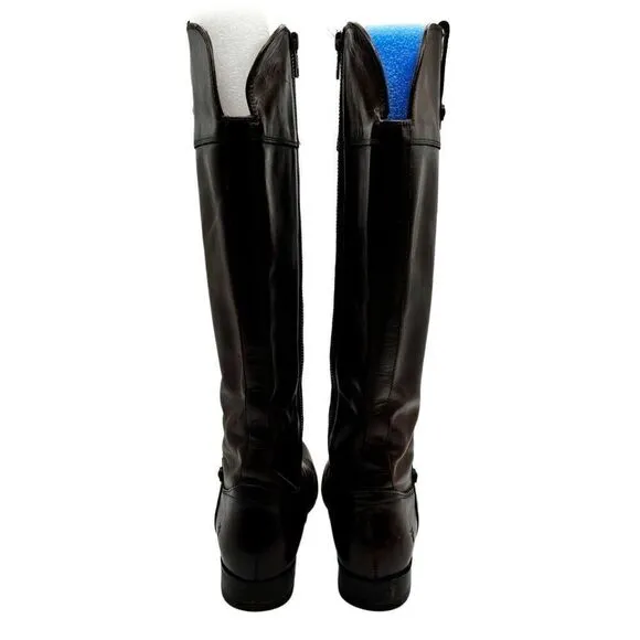 FRYE Melissa Tab Tall Leather Riding Boots Dark Redwood Brown Women's US Size 7