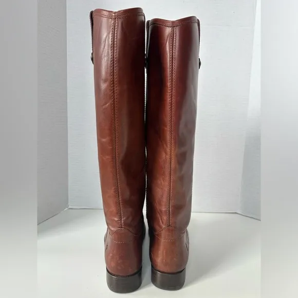 FRYE Melissa Button Cognac Brown Tan Tall Equestrian Riding Style Boots size 6.5