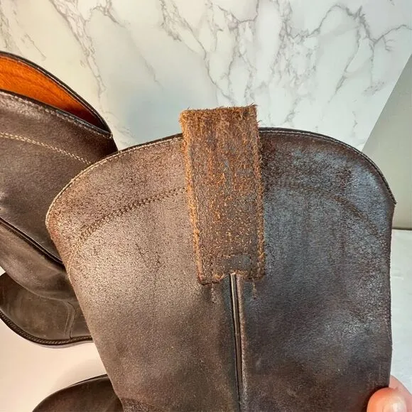 Frye Men's Cowboy‎ Boots Brown Leather Dark Brown, Size 8 1/2 Pull-On Western
