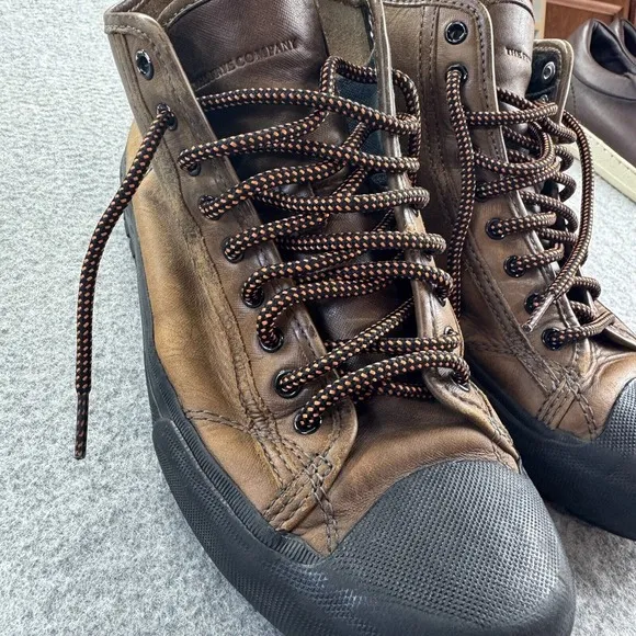 Frye Men's High Top Leather Sneakers 9.5 Brown Lace-Up Rubber Sole Rugged Casual