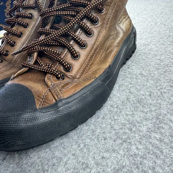 Frye Men's High Top Leather Sneakers 9.5 Brown Lace-Up Rubber Sole Rugged Casual