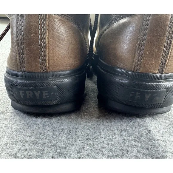 Frye Men's High Top Leather Sneakers 9.5 Brown Lace-Up Rubber Sole Rugged Casual