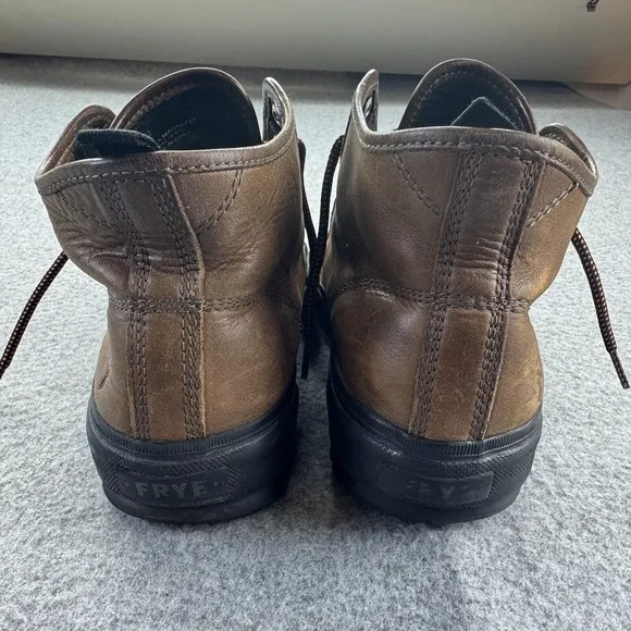 Frye Men's High Top Leather Sneakers 9.5 Brown Lace-Up Rubber Sole Rugged Casual