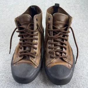 Frye Men's High Top Leather Sneakers 9.5 Brown Lace-Up Rubber Sole Rugged Casual