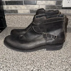 Frye Men's Mid-Cut Zip-Up Casual Ankle Boots 3488025 Black Leather Size 10.5D
