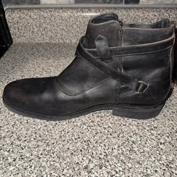 Frye Men's Mid-Cut Zip-Up Casual Ankle Boots 3488025 Black Leather Size 10.5D