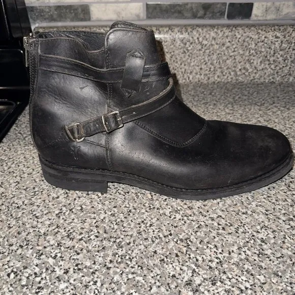 Frye Men's Mid-Cut Zip-Up Casual Ankle Boots 3488025 Black Leather Size 10.5D