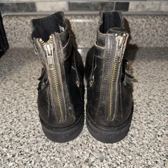 Frye Men's Mid-Cut Zip-Up Casual Ankle Boots 3488025 Black Leather Size 10.5D