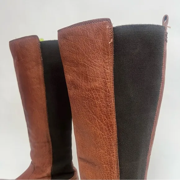 Frye Molly Gore Tall Riding Boots Whiskey Brown Leather Knee High US 8.5 $425