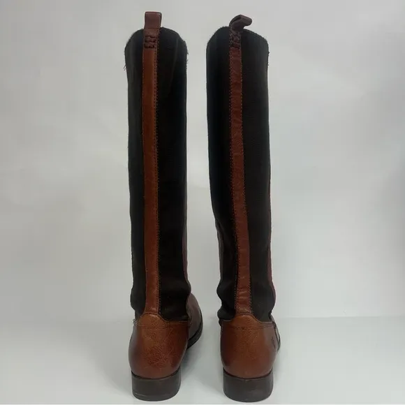 Frye Molly Gore Tall Riding Boots Whiskey Brown Leather Knee High US 8.5 $425