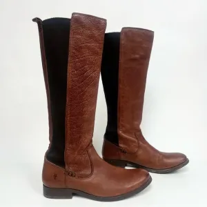 Frye Molly Gore Tall Riding Boots Whiskey Brown Leather Knee High US 8.5 $425
