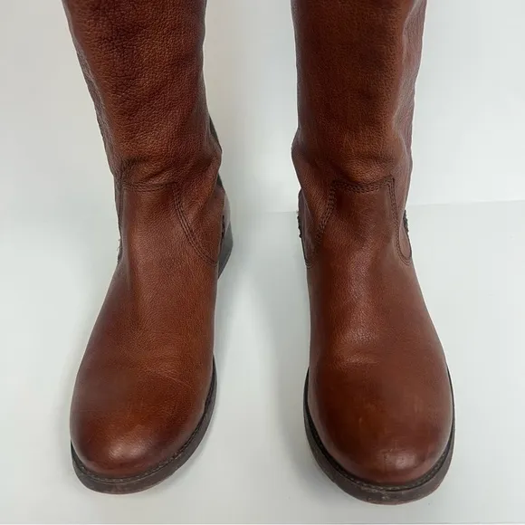 Frye Molly Gore Tall Riding Boots Whiskey Brown Leather Knee High US 8.5 $425