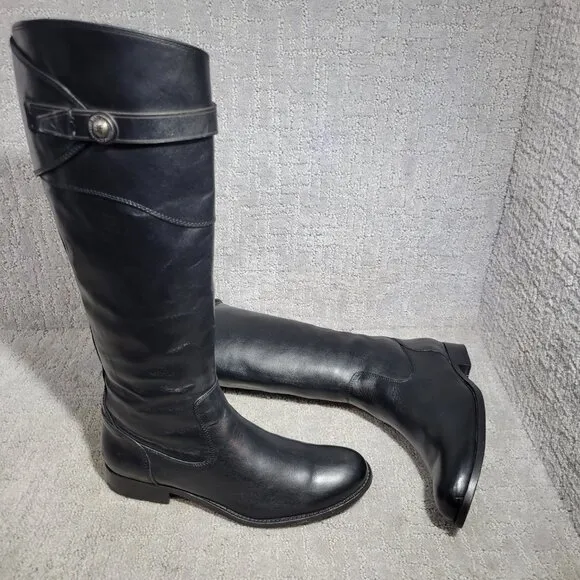 Frye Molly Women's Size 8.5B US Black Leather Knee High Zip Tall Boots 3476111