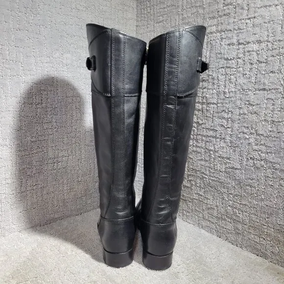 Frye Molly Women's Size 8.5B US Black Leather Knee High Zip Tall Boots 3476111