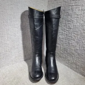 Frye Molly Women's Size 8.5B US Black Leather Knee High Zip Tall Boots 3476111