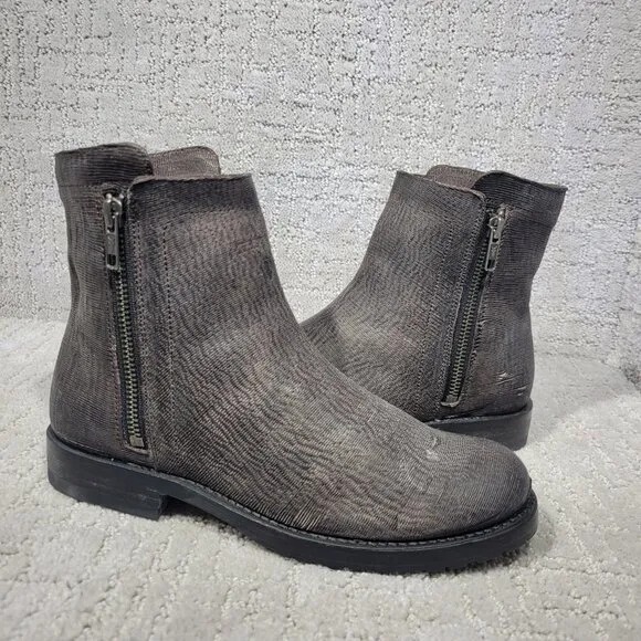 Frye Natalie Women's Size 6.5B US Brown Leather Double Zip Ankle Bootie Boots