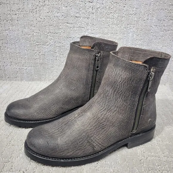 Frye Natalie Women's Size 6.5B US Brown Leather Double Zip Ankle Bootie Boots