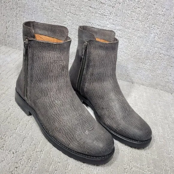Frye Natalie Women's Size 6.5B US Brown Leather Double Zip Ankle Bootie Boots