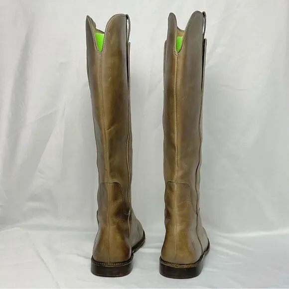 Frye Paige Riding Boots Leather Taupe Sz 9.5 Tall