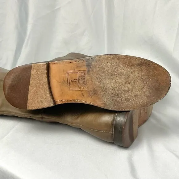 Frye Paige Riding Boots Leather Taupe Sz 9.5 Tall