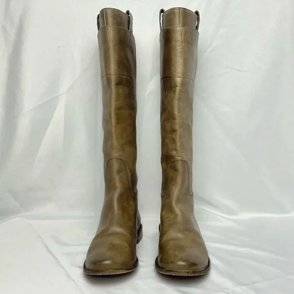 Frye Paige Riding Boots Leather Taupe Sz 9.5 Tall