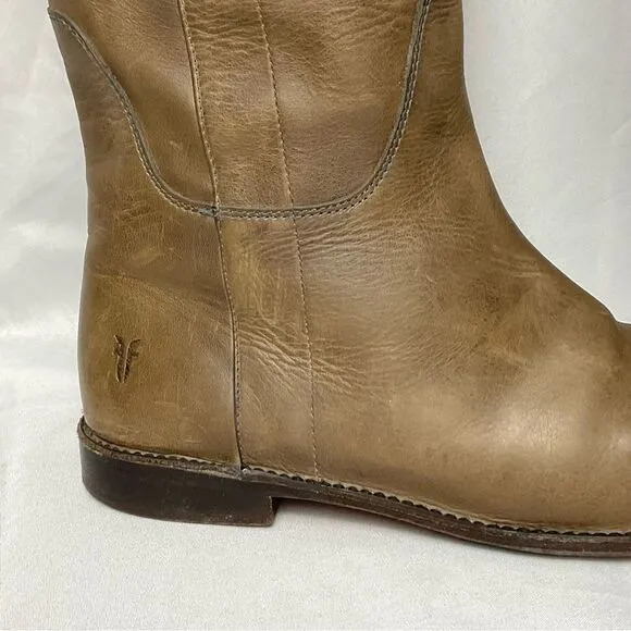 Frye Paige Riding Boots Leather Taupe Sz 9.5 Tall