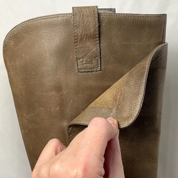 Frye Paige Riding Boots Leather Taupe Sz 9.5 Tall