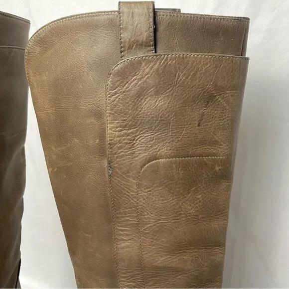 Frye Paige Riding Boots Leather Taupe Sz 9.5 Tall