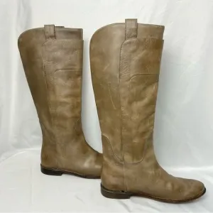 Frye Paige Riding Boots Leather Taupe Sz 9.5 Tall