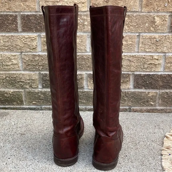 💙Frye Paige Stud Dark Brown Leather Tall Riding Boots