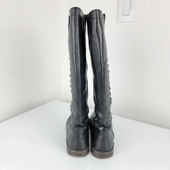 Frye Paige Studded Tall Riding Leather Boots Black 7.5