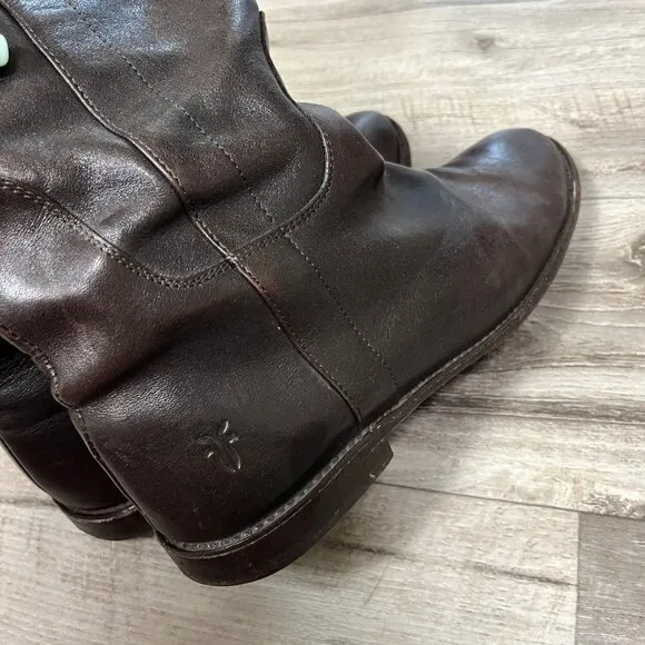Frye Paige Tall Leather Riding Boots Chocolate Brown Women’s Size 8.5