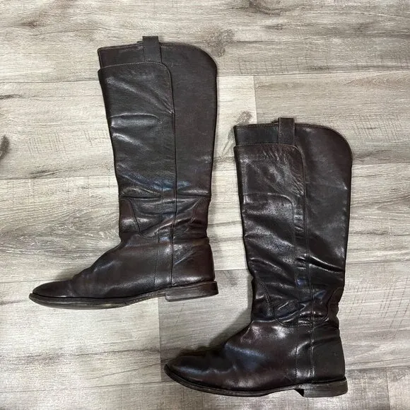 Frye Paige Tall Leather Riding Boots Chocolate Brown Women’s Size 8.5