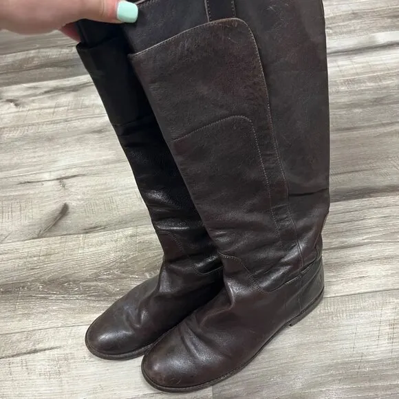 Frye Paige Tall Leather Riding Boots Chocolate Brown Women’s Size 8.5