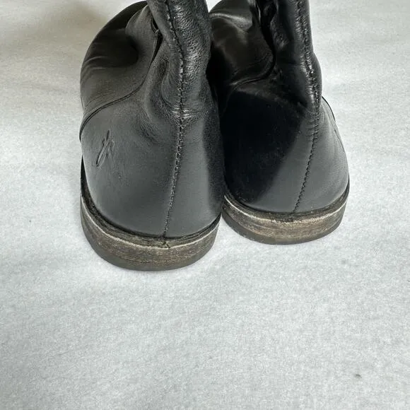 FRYE Paige Tall Riding Boots Black Leather Classic Pull On Womens Size 8B