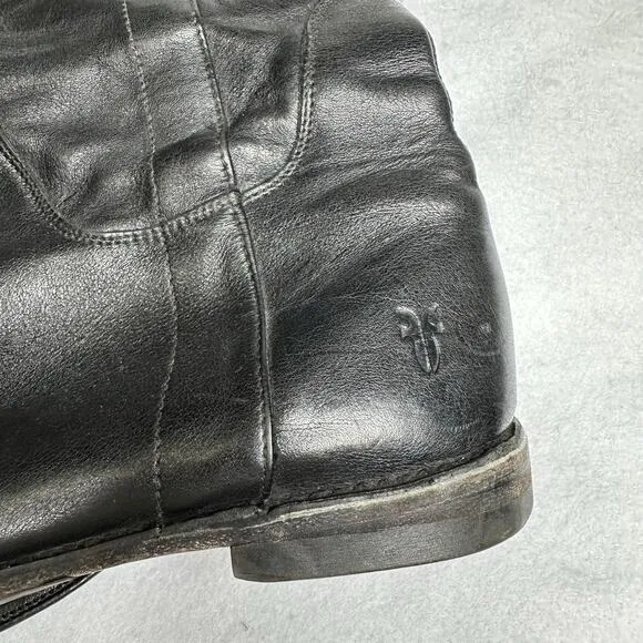 FRYE Paige Tall Riding Boots Black Leather Classic Pull On Womens Size 8B