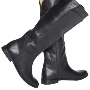 Frye Paige Trapunto Black Pebbled Leather Tall Riding Boots Size 6