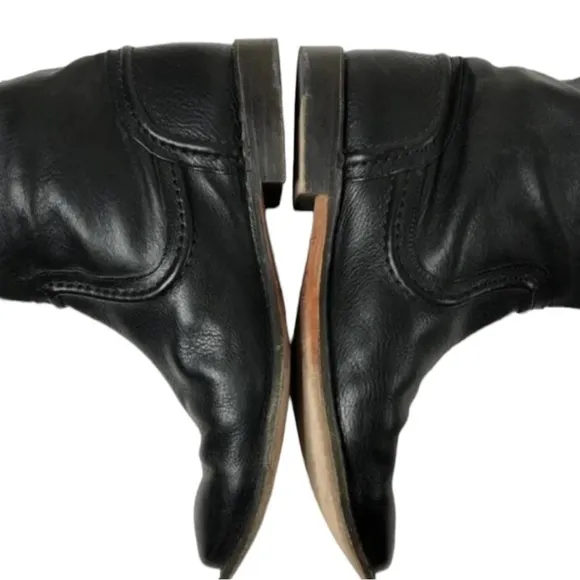 Frye Paige Trapunto Black Pebbled Leather Tall Riding Boots Size 6