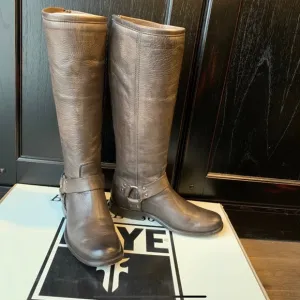 Frye Phillip Harness Tall Grey Boots