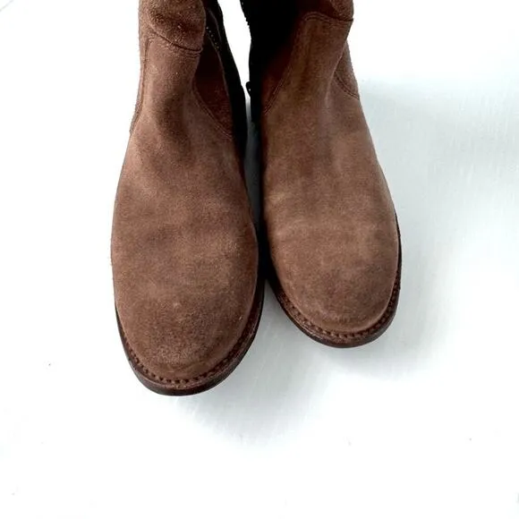 Frye Shirley strappy tall riding boots leather ankle zip closure brown size 6