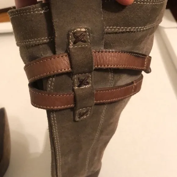 Frye Taupe olive Leather Suede Tall Boots size 6.5