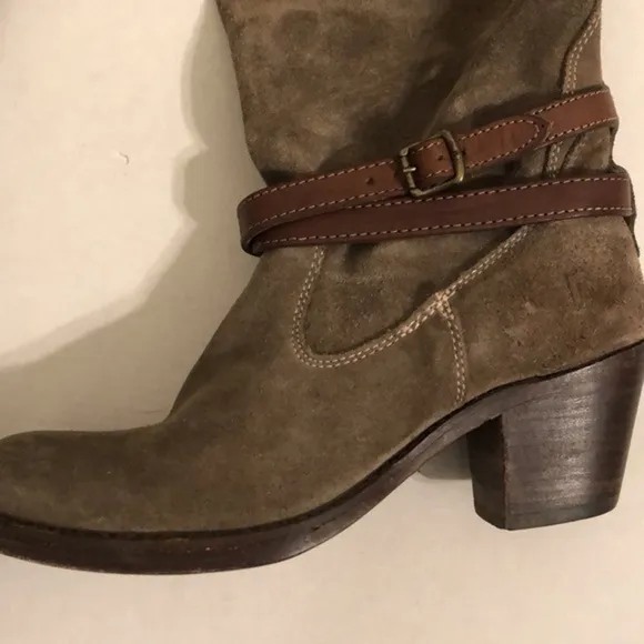 Frye Taupe olive Leather Suede Tall Boots size 6.5